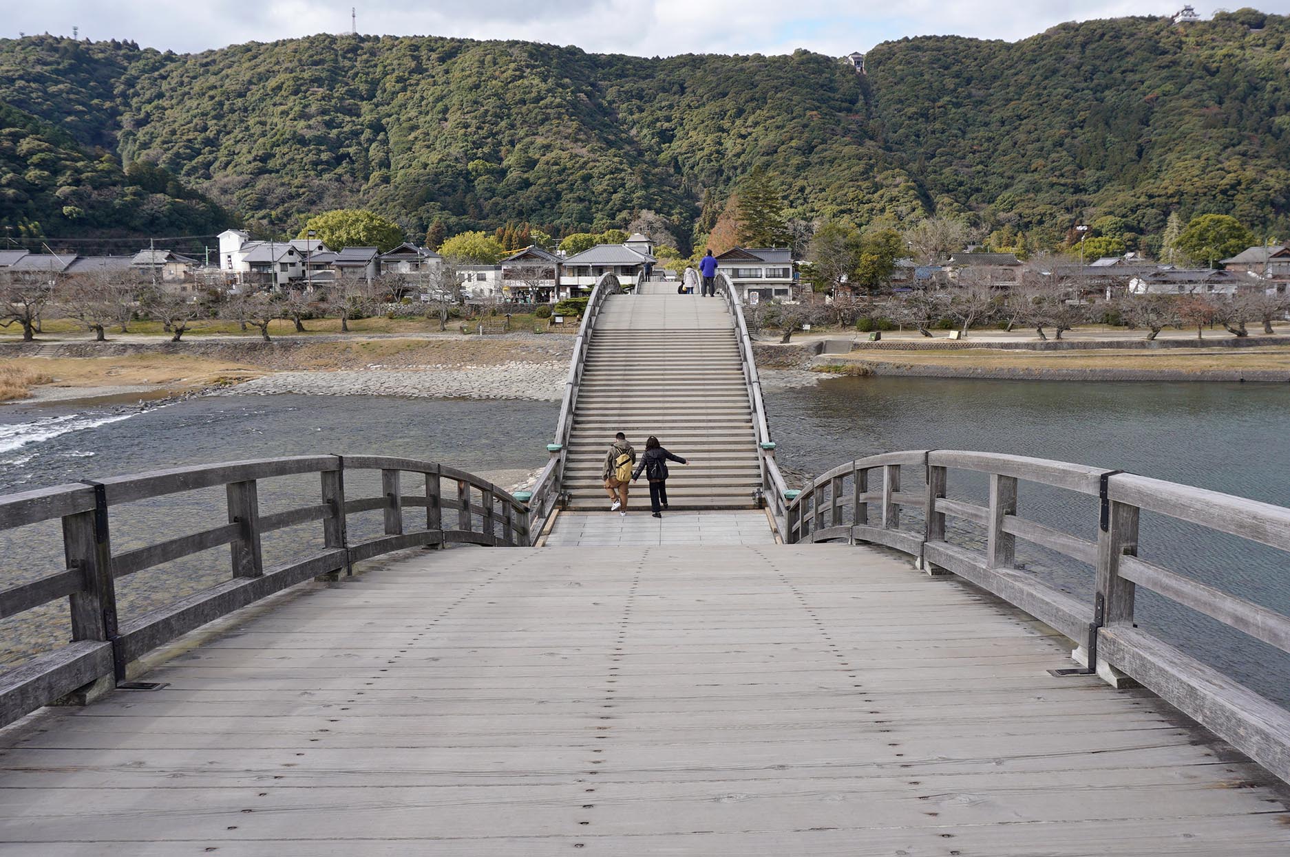錦帯橋の橋の上