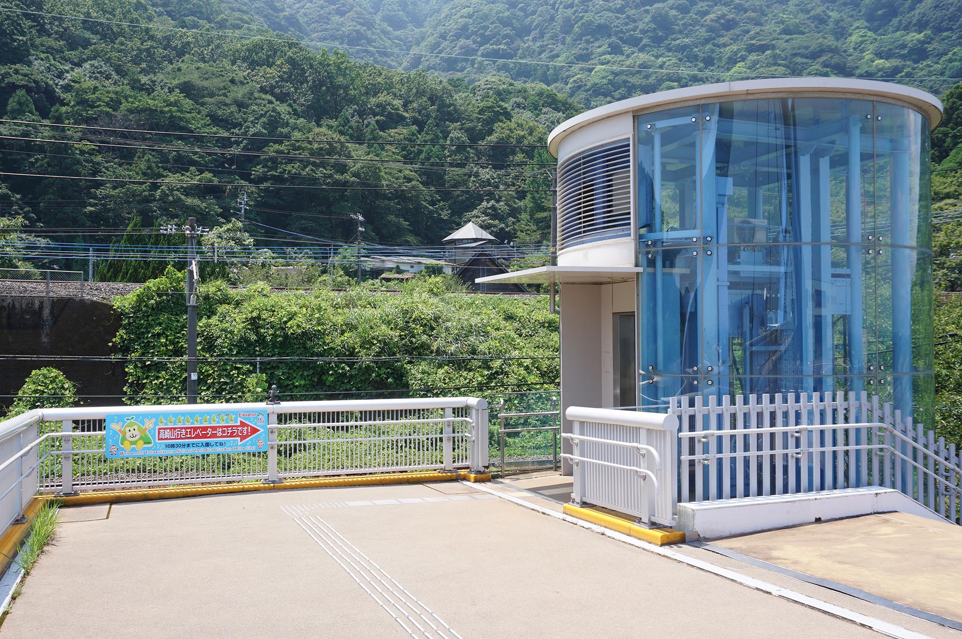 高崎山自然動物園に降りるエレベーター